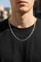 Figaro Model Men's Steel Chain Necklace Silver 55 cm 5 mm Tarnish Resistant Classic Strong Design - 4