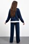Navy Blue Stone Detailed Pantsuit for Girls 3-Piece Shirt Set 23478 - 7