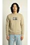 Men's Crew Neck Long Sleeve Sweatshirt 100% Cotton Biscuit Color C8T0N4