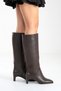 Taly Brown Skin Genuine Leather Women's Block Heeled Boots - 5