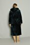 Women's Double Pocket Hooded between Piped Belted Ultrasoft Bathrobe - 5