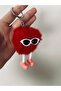Red Plush Pompon Keychain Gift Birthday Gift, Gift for a Friend Cute Figure Keychain - 7