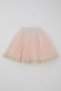 Girl's Tutu Skirt with Delicate Bud Embroidery and Glitter, Ages 1.5-9, Salmon - 2
