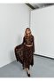 Women's Floral Patterned Tulle Midi Length Bohemian Skirt Lined Embroidered Skirt - 3
