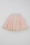 Girl's Tutu Skirt with Delicate Bud Embroidery and Glitter, Ages 1.5-9, Salmon