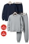 3 Thread Round Neck Plain Unprinted Thick Winter 4 Pieces Boys Tracksuit Set - 2