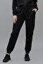 Women's Two Thread Leggings with Elastic Waist and 2 Pockets Sweatpants 8017 Black - 4