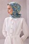 وشاح حريري بنمط عرقي باللونين الأخضر والأزرق 100% من التويل 4222 - 81 - 2