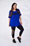 1111036 Women's Plus Size Cobalt Mesh Detailed Blouse - 2