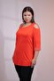 111950 Women's Plus Size Orange Shoulder Detail Stone Blouse - 6