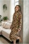 رداء حمام نسائي بتصميم خاص بنقشة الفهد مع جيبين بغطاء رأس - 3