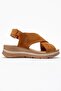 Santiago Coated Genuine Leather Sandals Tan Suede - 5