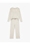 Long Sleeve Crew Neck Comfortable Fit Cloudy Pajama Set - 2