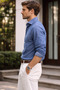 Men's Slim Fit Denim Blue Shirt - 3