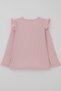 Girls' Long Sleeve T-Shirt with Floral Embroidery Detail and Ruffled Shoulders, Ages 2-6, Pink - 2