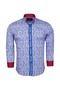 Men's Blue Striped Shawl Patterned Cuff Detailed Sporty Stylish Shirt - 3