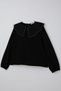 Girls' Long Sleeve Blouse with Floral Embroidery and Guipure Collar, Ages 7-14, Black - 3