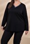 3330690 Women's Plus Size Black V-Neck Blouse - 2