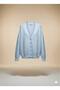 Baby Blue Oversized V-Neck Luxury Buttoned Loose Premium Knit Plush Textured Cardigan - 6