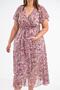 3330604 Women's Plus Size Pink Wrap-Ruffled Chiffon Dress - 2