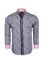 Men's Navy Blue Striped Shawl Patterned Cuff Detailed Sporty Stylish Shirt - 3