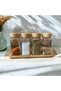 Glass Spice Jar Set of 4 with Bamboo Stand |   Wooden Lid |   Kitchen Organizer - 3