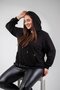 3330176 Women's Plus Size Black Sweatshirt with Pocket Detail - 2