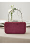 Burgundy Silver Luxury Suede Chain Handle Women's Evening Dress Bag - 3