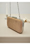 Nude Silver Luxury Suede Chain Handle Women's Evening Dress Bag - 6