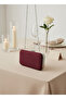Burgundy Silver Luxury Suede Chain Handle Women's Evening Dress Bag - 6