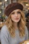 Brown New Yumoş Painter's Beret, Painter's Beret, Valentine's Day Gift