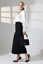 Women's Long Fabric Skirt with Tulle Slit Detail - 4