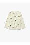 Printed Crew Neck Cotton Ecru Baby Boy Sweatshirt 6Wmb10256Tk - 2