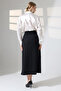 Women's Long Fabric Skirt with Tulle Slit Detail - 8