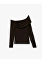 Drape Detailed Off-Shoulder Brown Women's Blouse 6Wak80248Ek - 3