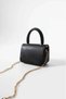 Women's Metal Gold Strap Hand and Shoulder Bag Black - 3