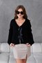 Women's V-Neck Knit Detail Bow Knit Jacket 217019Sw - 2