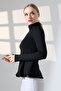 Mock Neck Modal Volanlı Slimfit Sporcu Ceketi/Double Pockets with Finger Hooks - 4