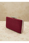 Burgundy Silver Luxury Suede Chain Handle Women's Evening Dress Bag - 5