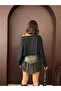 Western Style Tasseled Mini Leather Skirt - Khaki |   F2041 - Khaki - 4