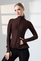 Mock Neck Modal Volanlı Slimfit Sporcu Ceketi/Finger-Inserted Double Pocket