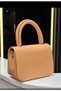Women's Metal Gold Strap Hand and Shoulder Bag Peach Color
