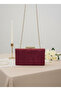 Burgundy Gold Luxury Suede Chain Handle Women's Evening Dress Bag - 7