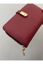 Burgundy Leather Women's Wallet Handbag with Phone Compartment and Gold Detail - 4