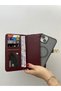 Burgundy Leather Women's Wallet Handbag with Phone Compartment and Gold Detail - 2