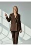 Women's Brown Cashmere Double-Breasted Oversized Blazer Jacket - 4