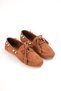 Women's Tan Suede Daily Casual Beaded Tassel Detailed Lace-Up Loafer Ballet Shoes - 5