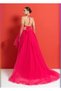 New Fuchsia Fluffy Tulle Dress with Gloves and Socks Detail - 3