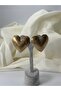 Earrings Metal Large Heart Model Engraved Gold - 3