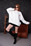 Kadın Oversize Sweatshirt- Ön Arka Baskılı Basic Model - 4